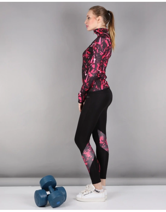 Pembe Parçalı Desen Dijital Baskılı Sporcu Takım