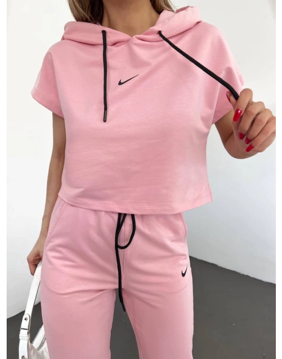 Pudra Lastikli Paça Kompak Eşofman