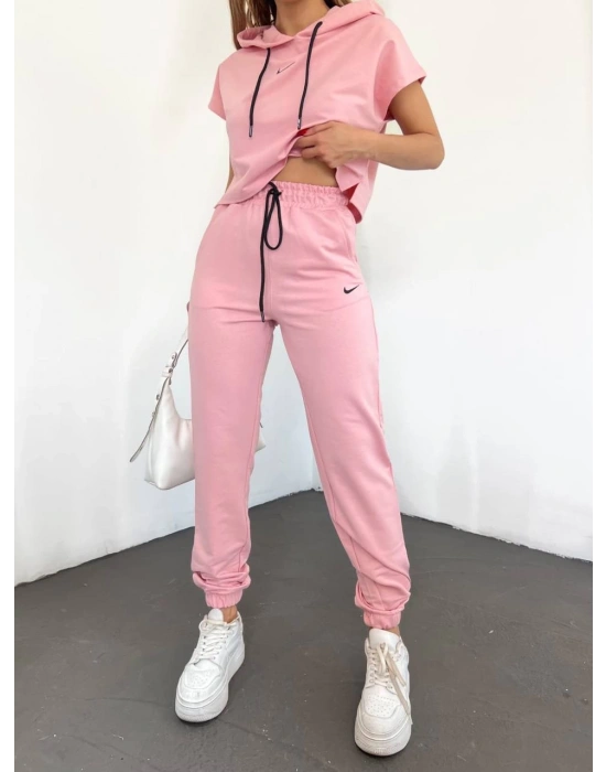 Pudra Lastikli Paça Kompak Eşofman