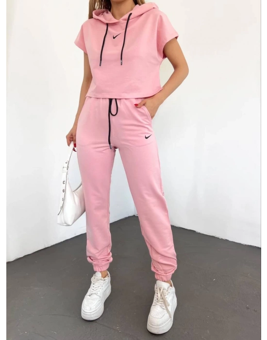 Pudra Lastikli Paça Kompak Eşofman