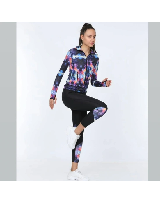 Renkli Kristal Desen Dijital Baskılı Sporcu Takım