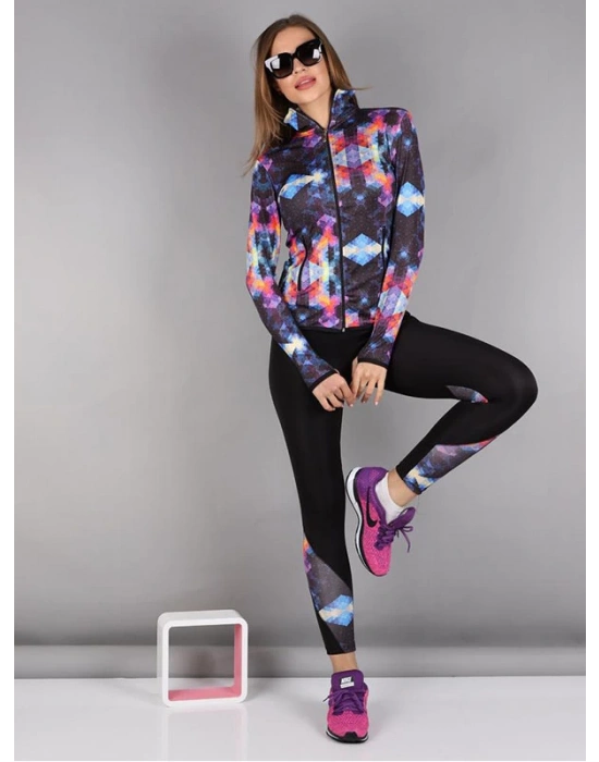 Renkli Kristal Desen Dijital Baskılı Sporcu Takım