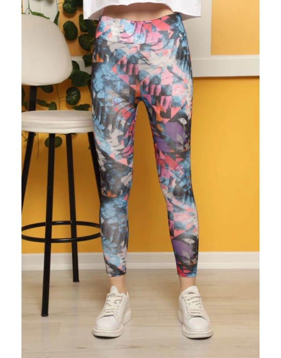 Rüzgargülü Desen Dijital Baskılı Sporcu Tayt