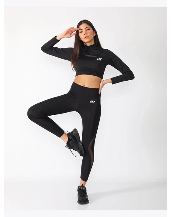 S Tül Detaylı Toparlayıcı Yüksek Bel Tayt