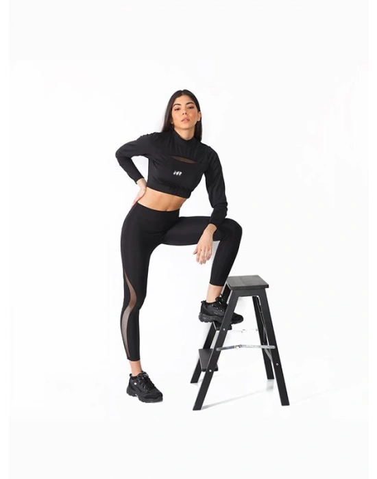 S Tül Detaylı Toparlayıcı Yüksek Bel Tayt