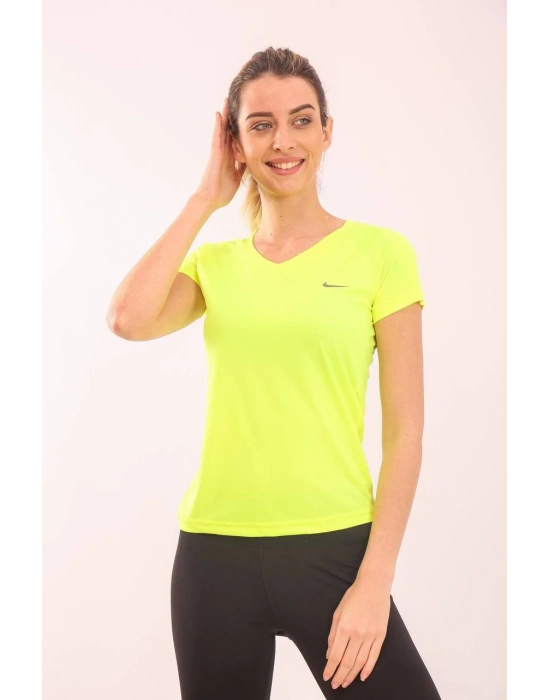 Sarı V Yaka Ter Turmayan Tişört