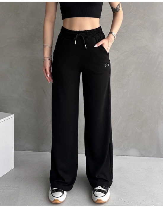 Siyah Alo Modal Bol Paça Eşofman