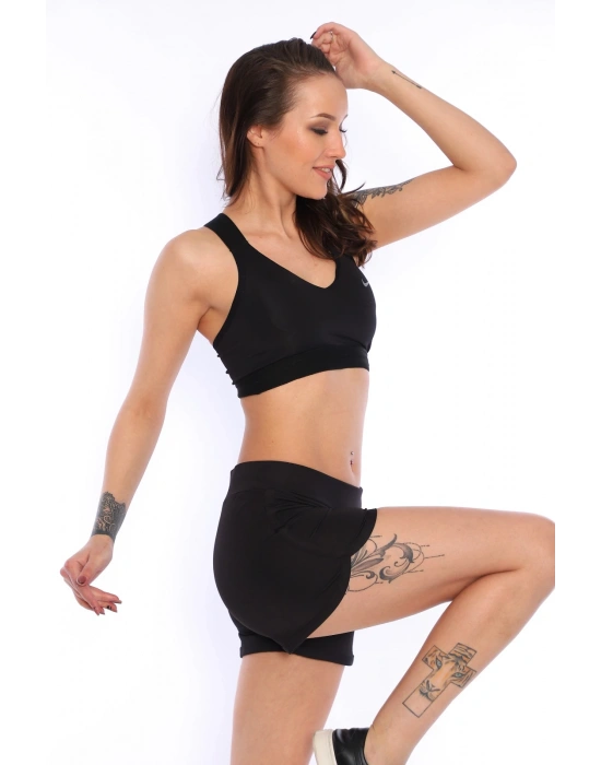 Siyah Çapraz Lastikli Pedli Büstiyer