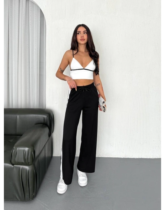 Siyah Garni Detaylı Bayan Eşofman Altı