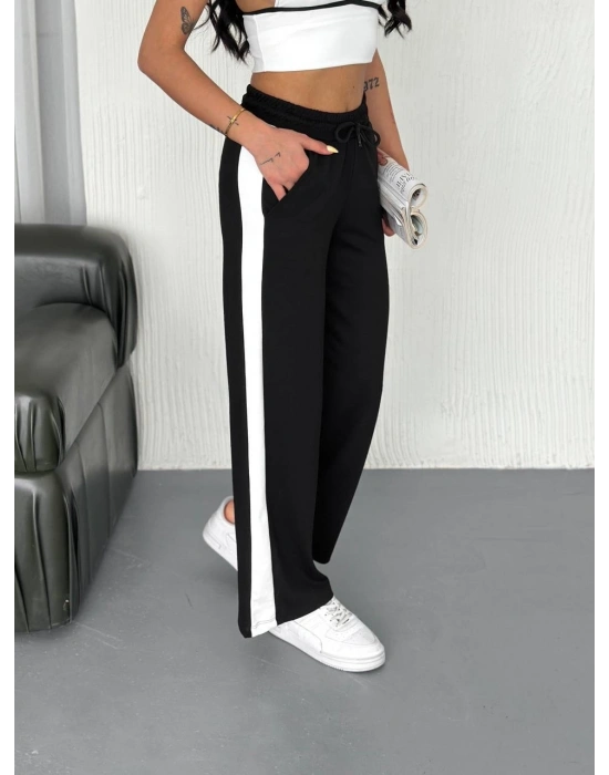 Siyah Garni Detaylı Bayan Eşofman Altı