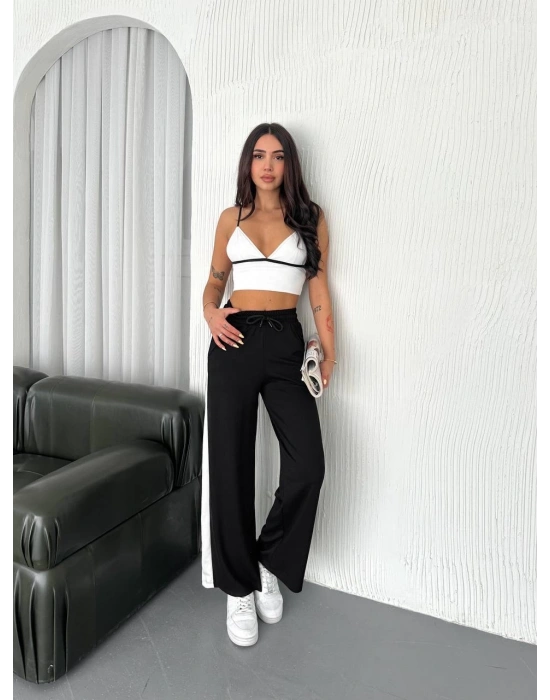 Siyah Garni Detaylı Bayan Eşofman Altı