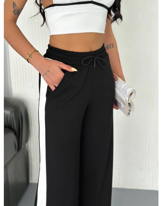 Siyah Garni Detaylı Bayan Eşofman Altı