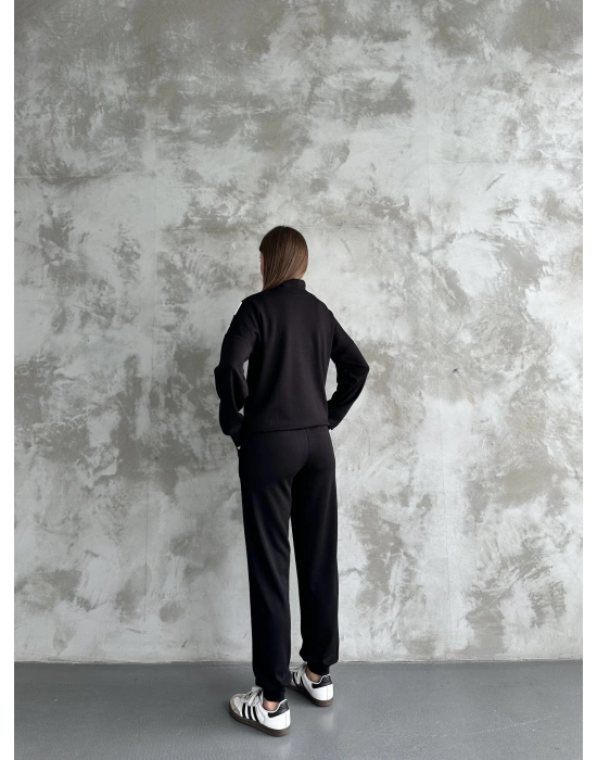 Siyah Garnili Modal Yarım Fermuarlı Takım