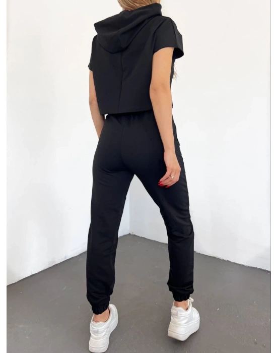 Siyah Lastikli Paça Kompak Eşofman