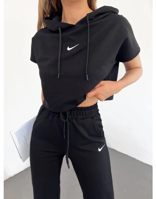 Siyah Lastikli Paça Kompak Eşofman