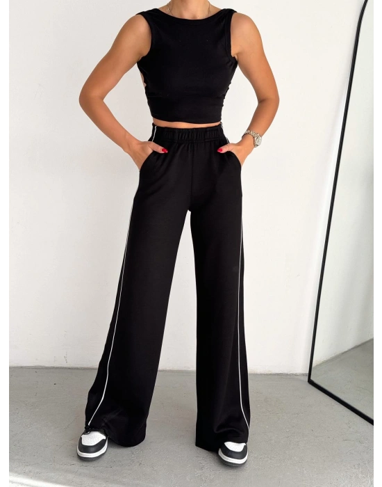 Siyah Modal Ara Biyeli Eşofman Altı