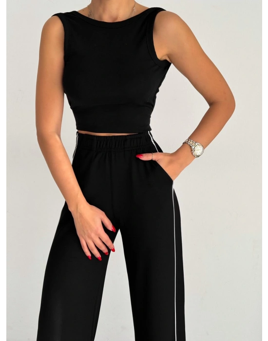 Siyah Modal Ara Biyeli Eşofman Altı