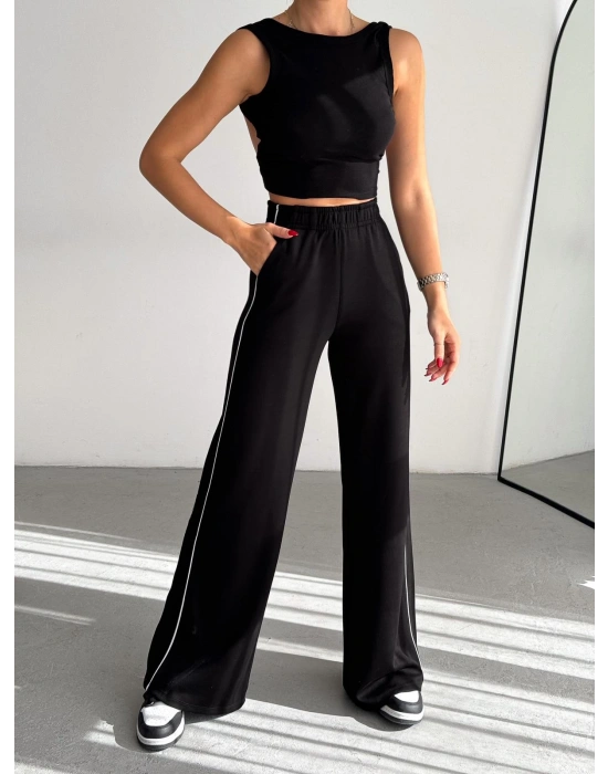 Siyah Modal Ara Biyeli Eşofman Altı