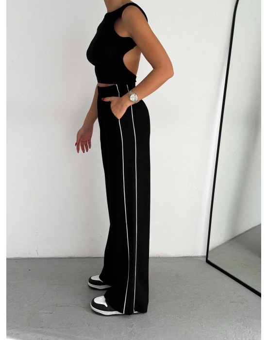 Siyah Modal Ara Biyeli Eşofman Altı