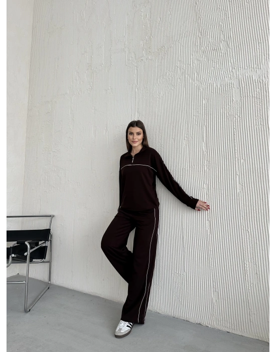 Siyah Modal Ara Biyeli Yarım Fermuarlı Takım