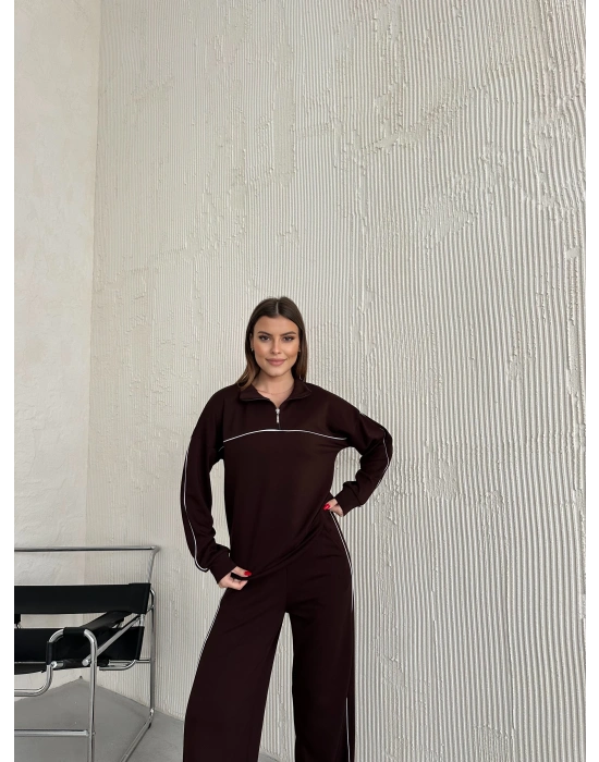 Siyah Modal Ara Biyeli Yarım Fermuarlı Takım