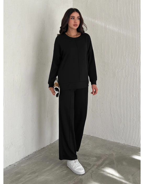 Siyah Modal Çıma Detaylı Alt Üst Bayan Takım