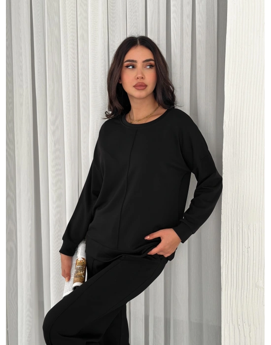 Siyah Modal Çıma Detaylı Alt Üst Bayan Takım