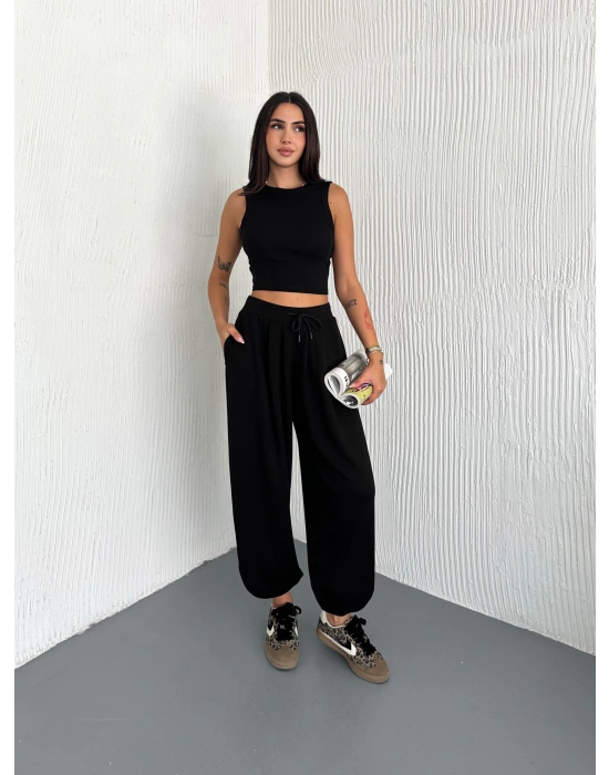 Siyah Modal Pileli Şalvar