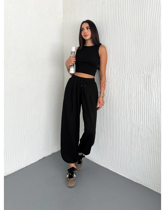 Siyah Modal Pileli Şalvar