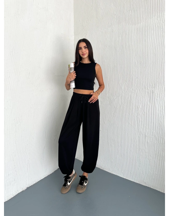 Siyah Modal Pileli Şalvar