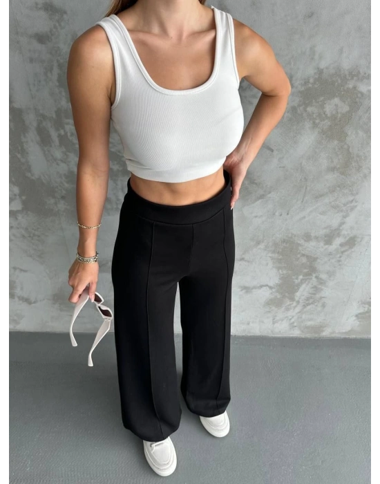Siyah Oys Model Çımalı Pantolon