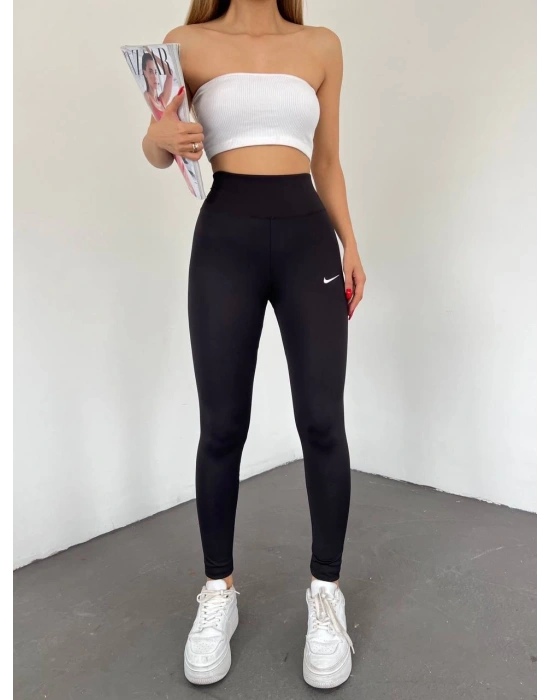 Siyah Yüksek Bel Extra Rahat Sporcu Tayt