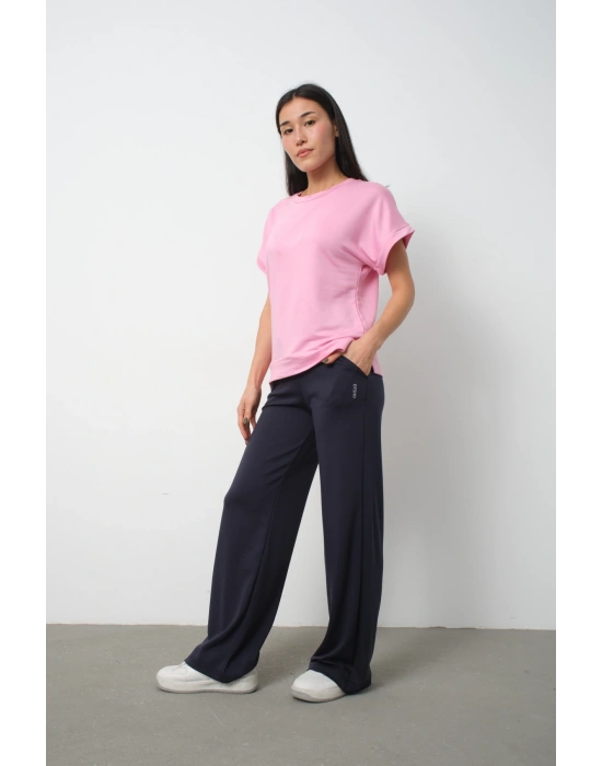 Pembe Yarasa Kol Yırtmaç Detaylı Oys Model Tişört