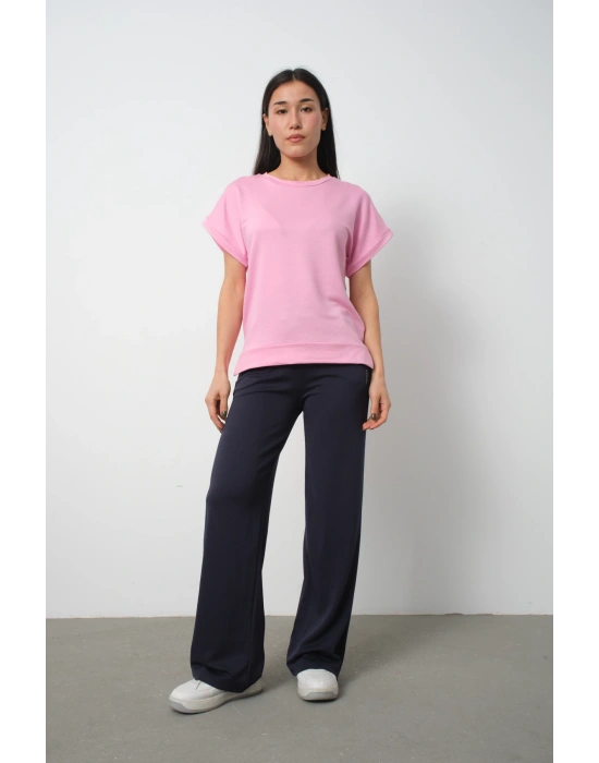 Pembe Yarasa Kol Yırtmaç Detaylı Oys Model Tişört