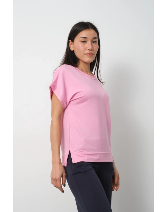 Pembe Yarasa Kol Yırtmaç Detaylı Oys Model Tişört