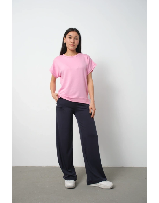 Pembe Yarasa Kol Yırtmaç Detaylı Oys Model Tişört