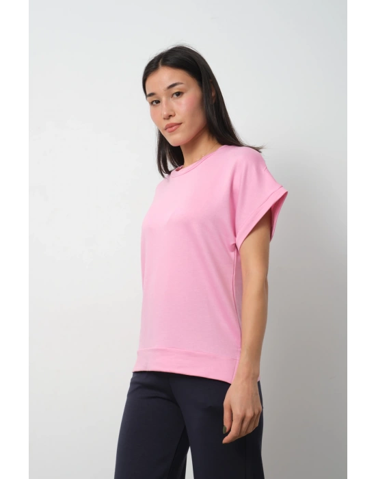 Pembe Yarasa Kol Yırtmaç Detaylı Oys Model Tişört