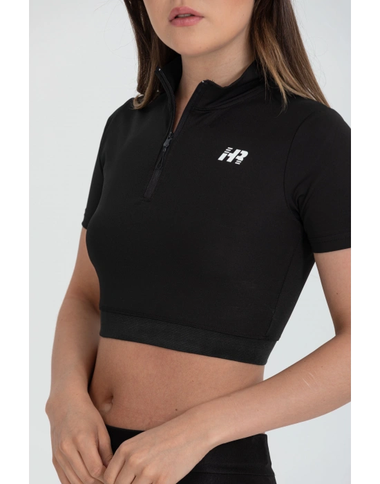 Yarım Fermuarlı Kısa Kollu Crop