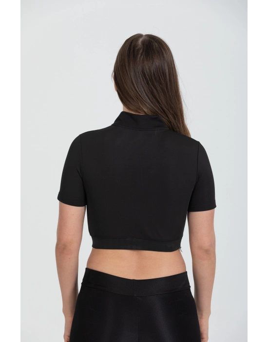 Yarım Fermuarlı Kısa Kollu Crop