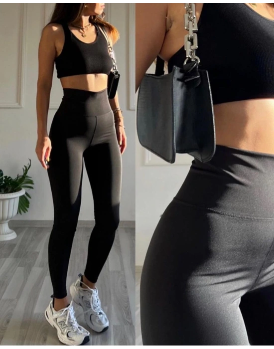 Yüksek Bel Pus-Up Özellikli Toparlayıcı Sporcu Tayt