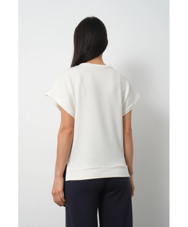 Beyaz Yarasa Kol Yırtmaç Detaylı Oys Model Tişört