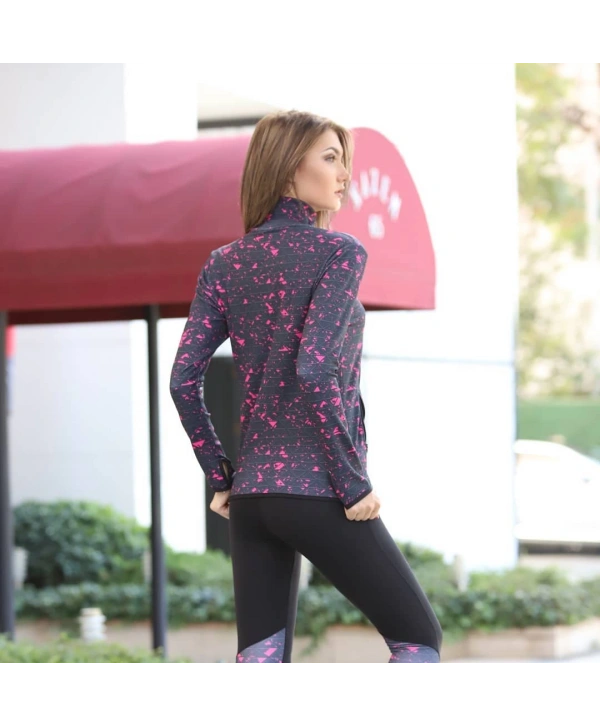 Pembe Çizgili Desen Dijital Baskılı Sporcu Takım