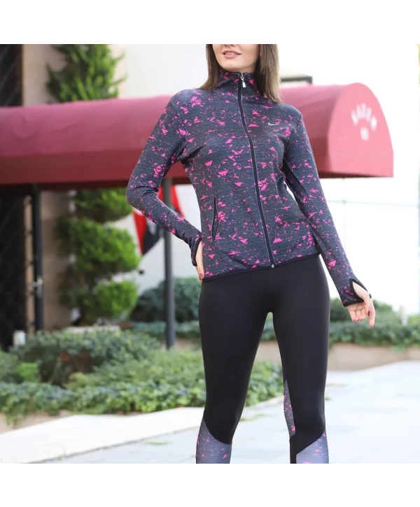 Pembe Çizgili Desen Dijital Baskılı Sporcu Takım