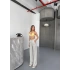 Bej Su Yolu Çizgili Kumaş Pantolon
