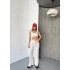 Beyaz Zara Gofralı Kadın Pantolon