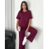Bordo Kadın Modal Bisiklet Yaka Alt Üst Takım