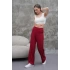Bordo Zara Bel Kadın Bol Paça Pantolon