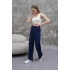 Lacivert Zara Bel Kadın Bol Paça Pantolon