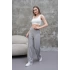 Gri Zara Bel Kadın Bol Paça Pantolon