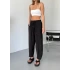 Siyah Tensel Havuç Model Çımalı Kadın Pantolon